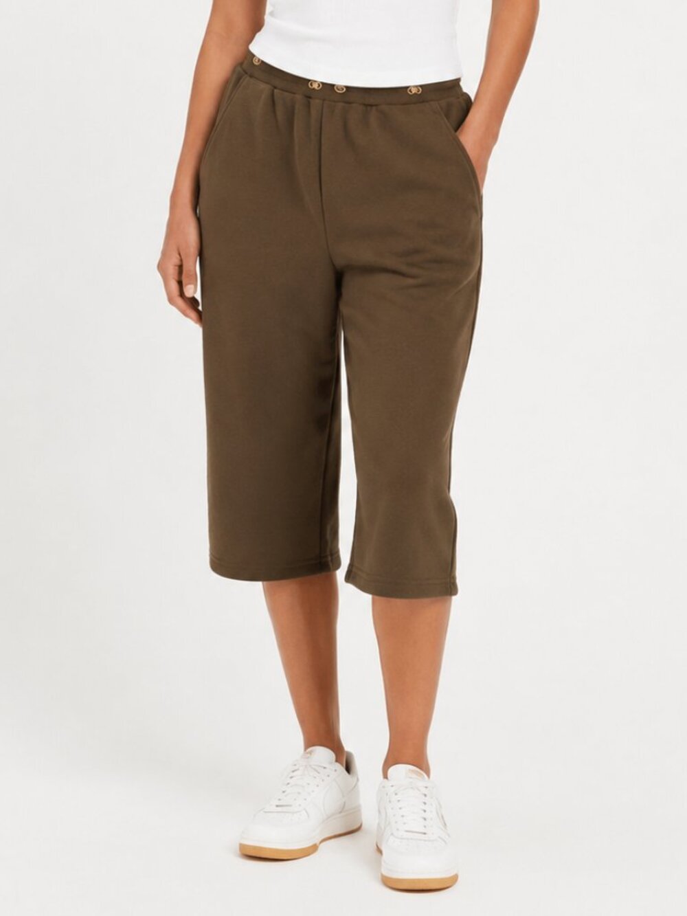 Brown Shorts Size M Elastic Waist Rhinestone Detail